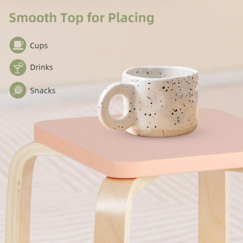 Hivvago Stackable Stools Set of 4 with Square Top and Rounded Corners