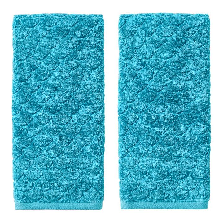 SKL Home Saturday Knight Ltd Ocean Watercolor Scales Hand Towel - (2-Pack) - 16x26", Blue