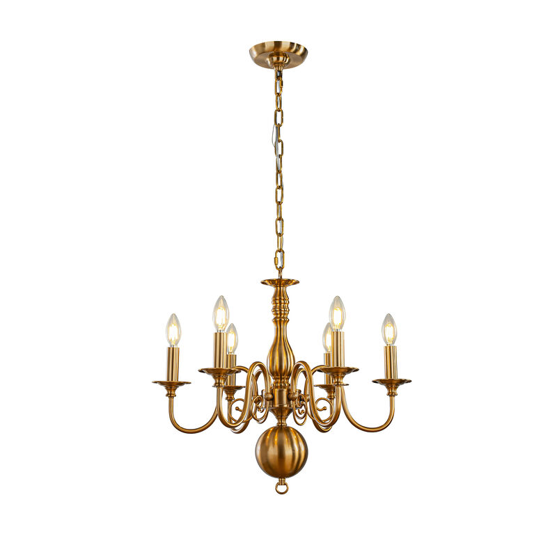 Antique Brass Chandelier French Country Candle Style Pendant Light  for Dining Room image number 0