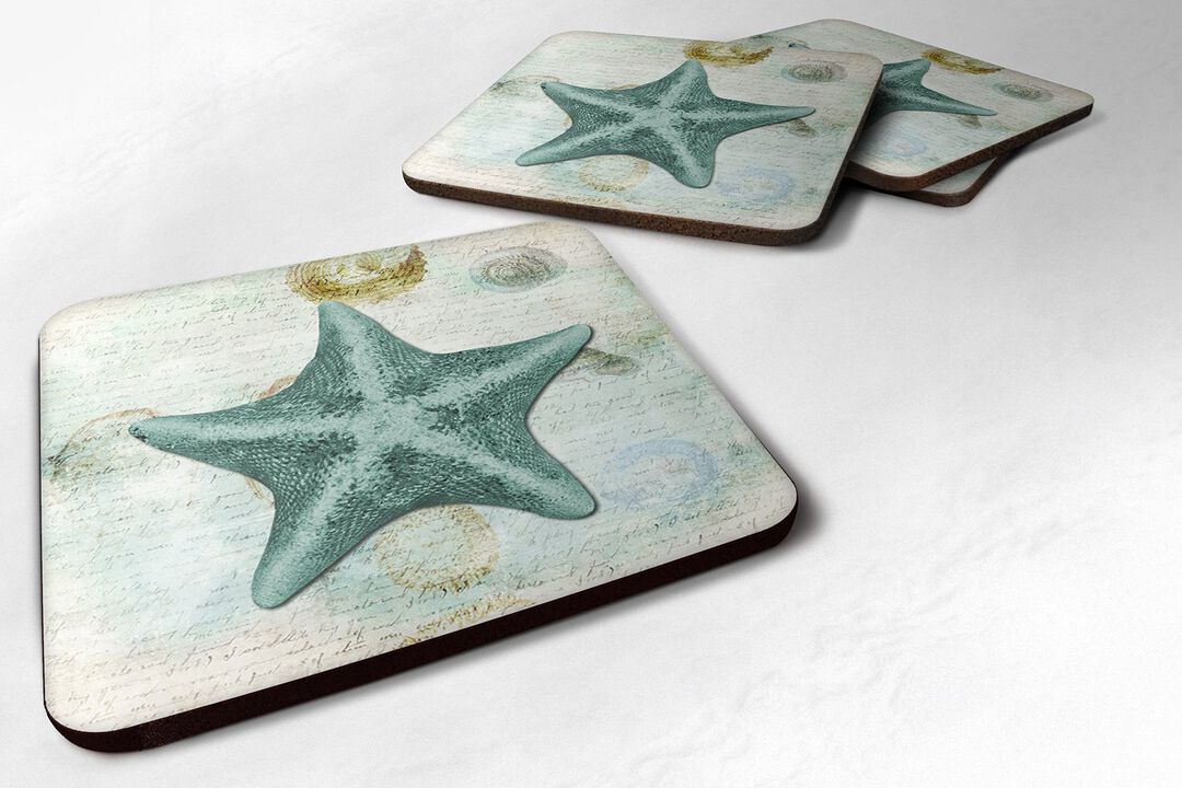 Caroline's Treasures SB3043FC Starfish Foam Coasters (Set of 4), 3.5 H x 3.5 W, Multicolor