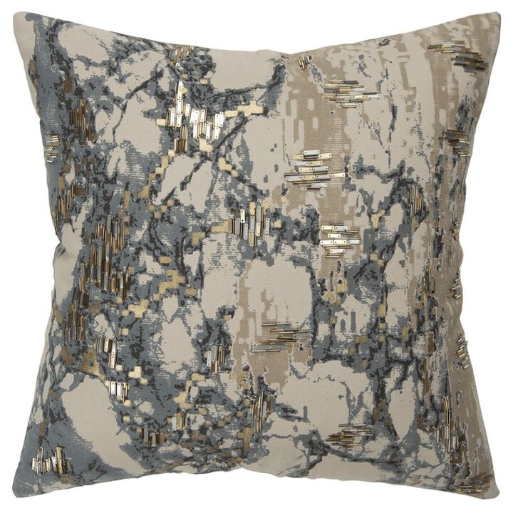 Homezia Natural Taupe Marbled Pattern Throw Pillow