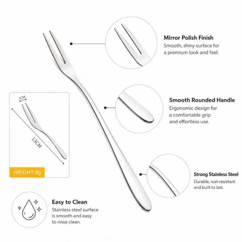 Pack of 12 Stainless Steel Mini Dessert Forks image number 2