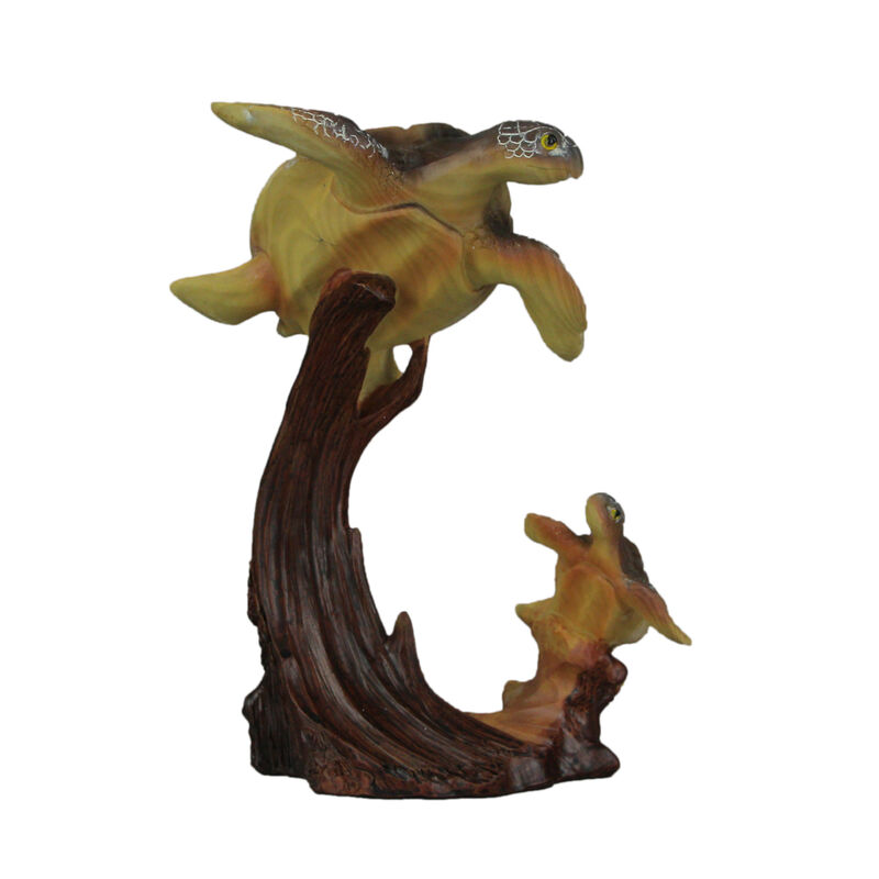 Sea Turtle Family Sculpture Home Decor Statue Desk Shelf Coastal Resin Figurine image number 2