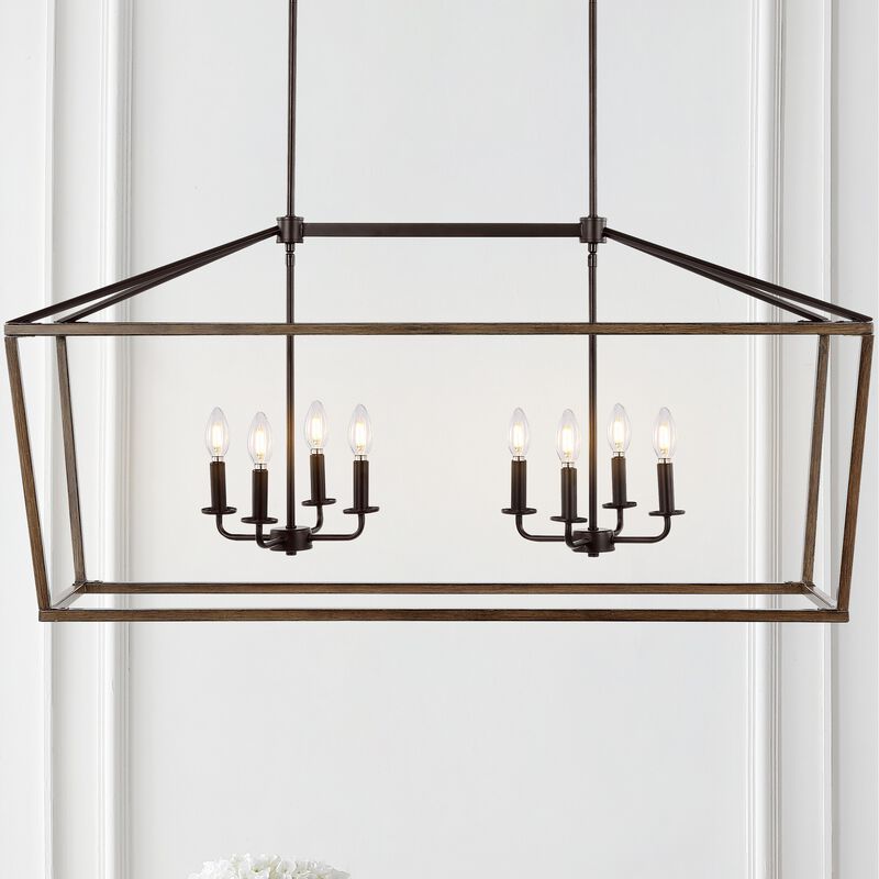Oriana 8-Light Iron Farmhouse Industrial Lantern LED Pendant