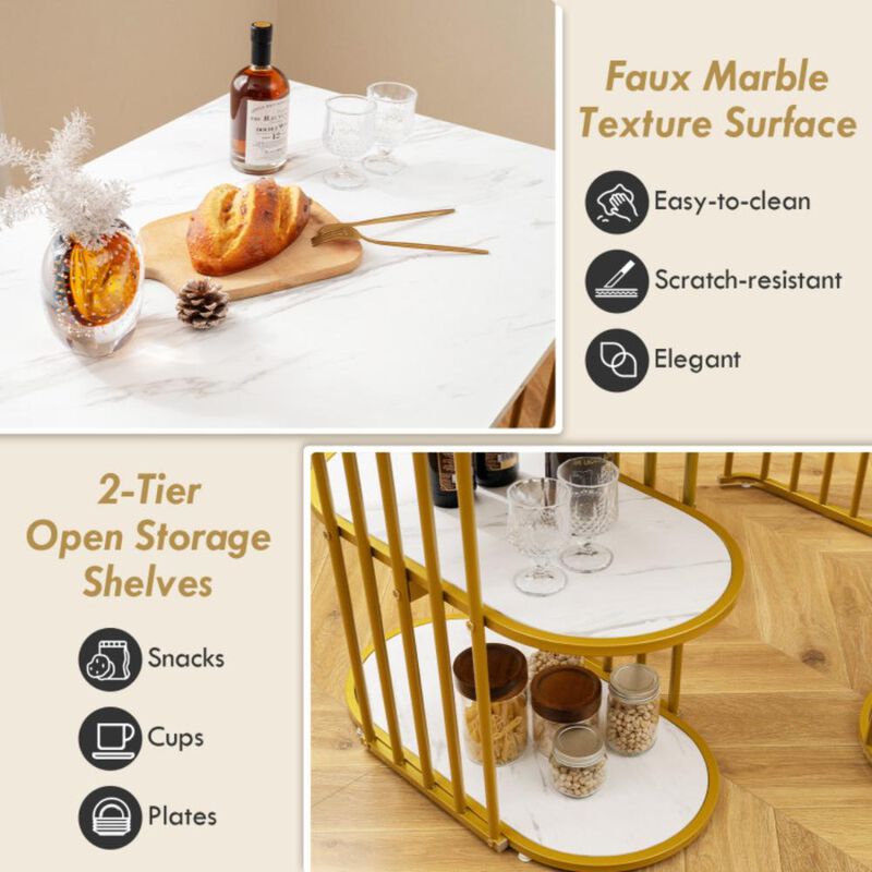 Hivvago Rectangular Dining Table for 2 with 2-tier Storage Shelf for Small Space Dining Room