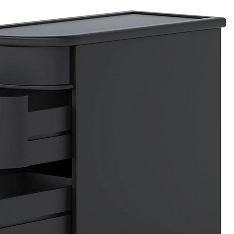 Side End Table, C Black Frame, Silver Metal Knobs 2 Drawer, 24 Inch