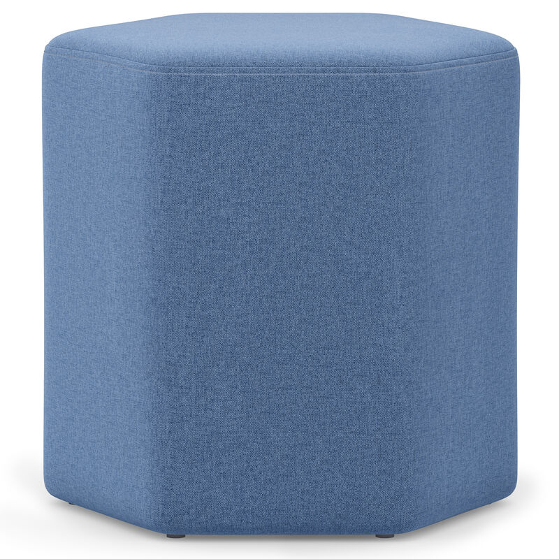Brock 16 inch Wide Contemporary Irregular Footstool in Wedgewood Blue Linen Look Fabric, Fully Assembled image number 0