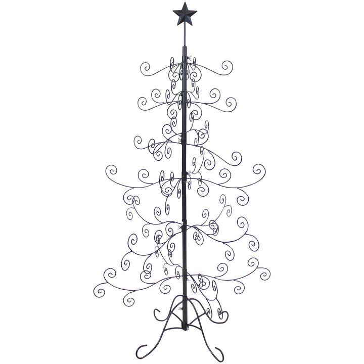 Sunnydaze Noelle Indoor Black Metal Christmas Ornament Tree - 5 ft