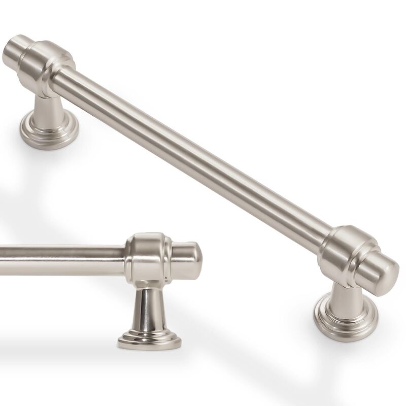 BUKOBYHE 10 Pack 5 Inch Kitchen Cabinet Handles Brushed Satin Nickel Cabinet Pulls Silvery Drawer Pulls Zinc Alloy Kitchen Hardw