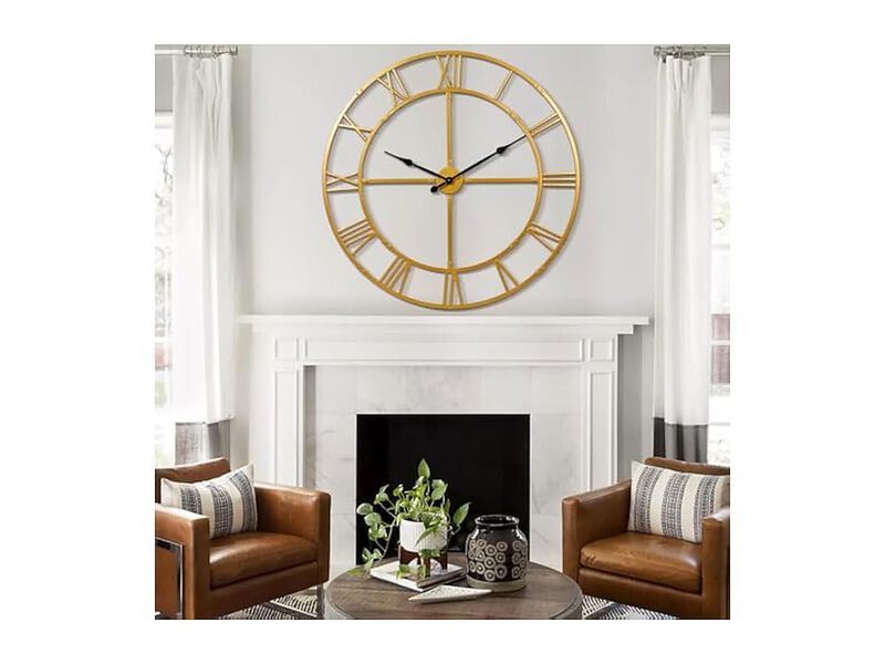 Assembly Farmhouse Metal Wall Clock 40 Inch Silent Non Ticking Living Room Decor image number 3