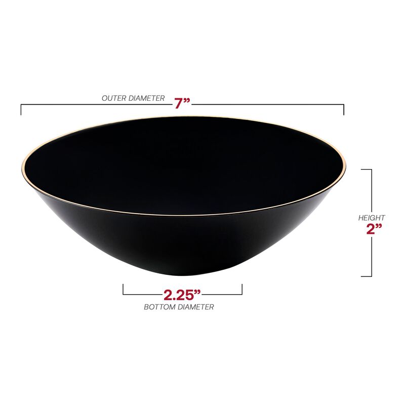 16 oz. Black with Gold Rim Organic Round Plastic Soup Bowls (60 Bowls) image number 3