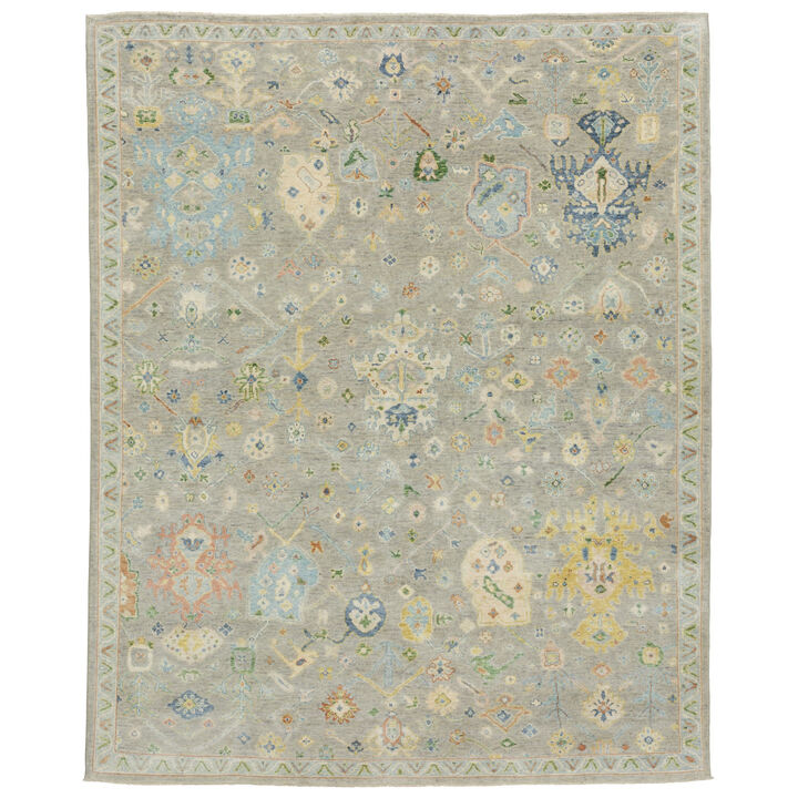HomeRoots Wool Oriental Hand Knotted Area Rug With Fringe