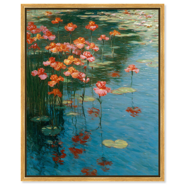 Irises in the Pond I Floral and Botanical Canvas Print by Art Remedy