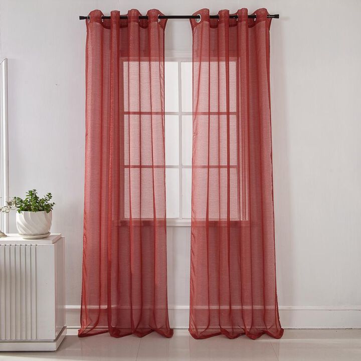 Ramallah Lonnie Grommet Curtain Panel - 54x90", Red