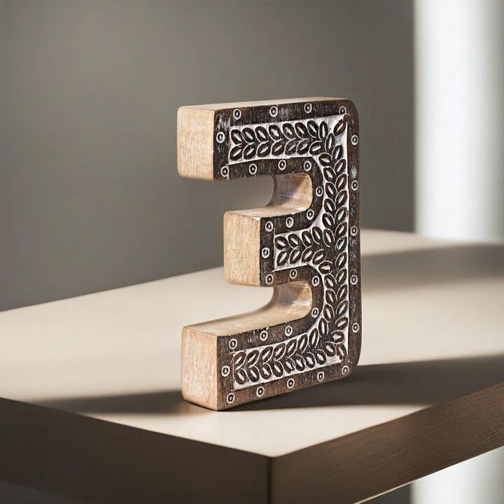Vintage Natural Handmade Eco-Friendly "3" Numeric Number For Wall Mount & Table Top Décor