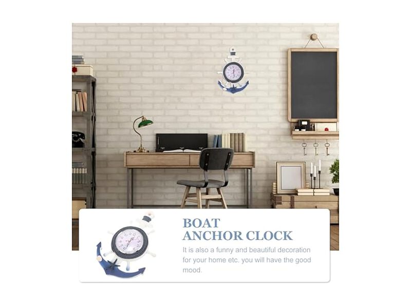 Digital Anchor Mediterranean Style Boat Wall Clock Coastal Home Decor image number 3