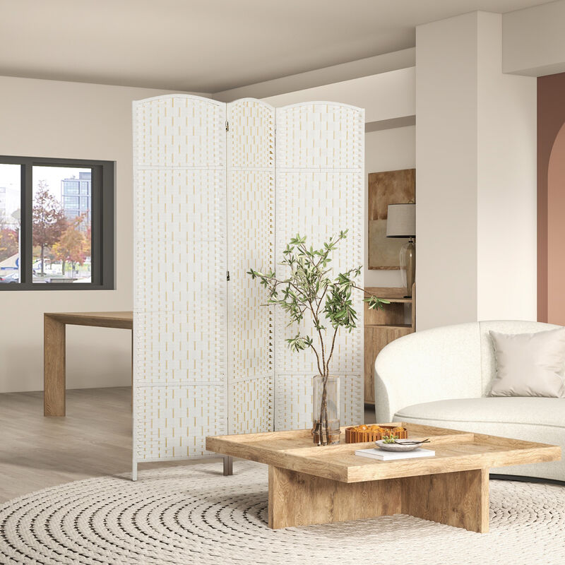 Hivvago Folding Room Divider with 3 Panels and Woven Design image number 1