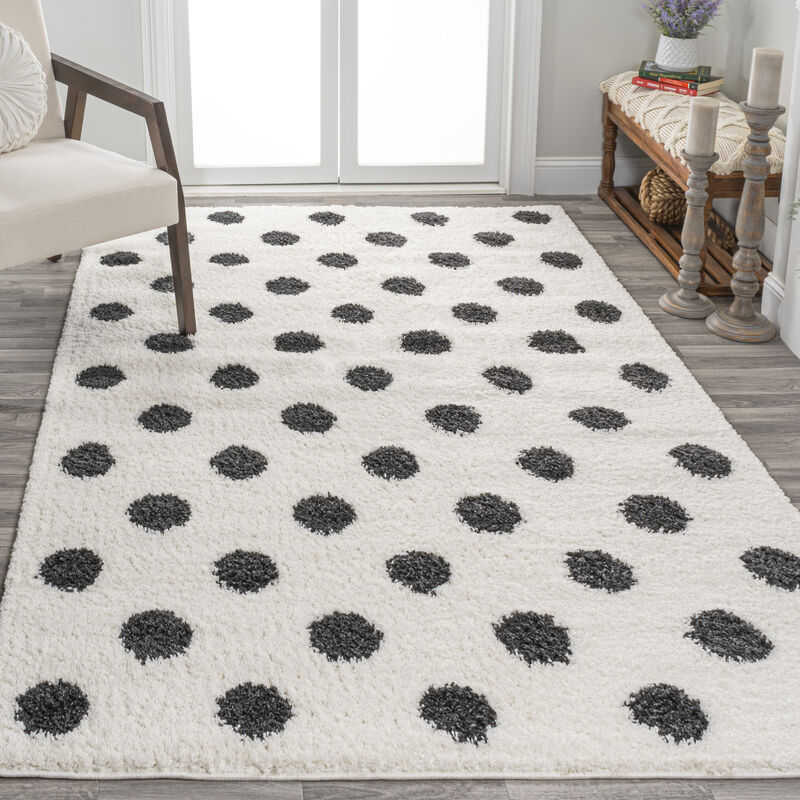 Pere Modern Charcoal Dot Shag Area Rug