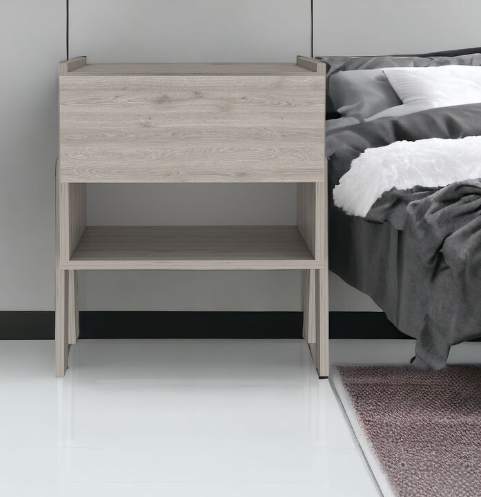 HomeRoots 22" Gray Wood One Drawer Nightstand