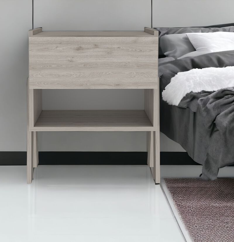 HomeRoots 22" Gray Wood One Drawer Nightstand image number 1