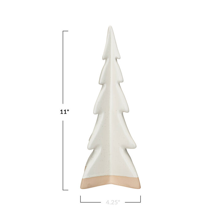 Decorative Stoneware Tree with Reactive Glaze, Cream