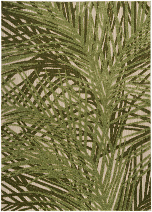 HomeRoots 5' X 8' Ivory And Green Palm Leaf Indoor Outdoor Area Rug