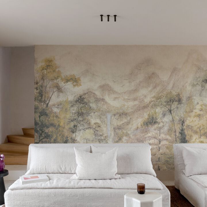 Surfaces Branched Leaves All-over Beige Mural SF6001