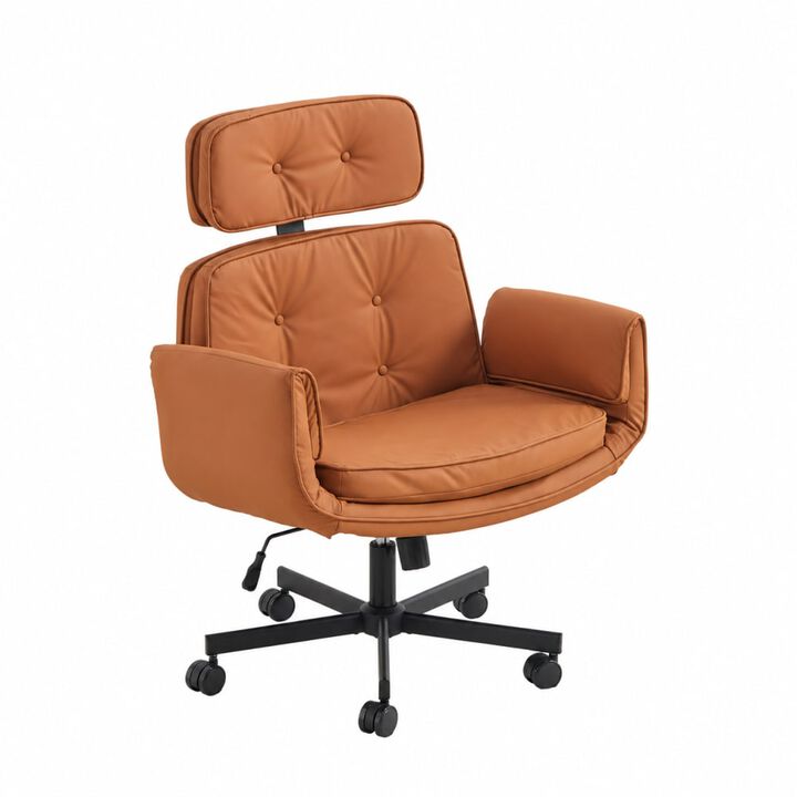 GOODSILO Cross-Legged Swivel Task Chair with Adjustable Armrests, Wheels, Removable Headrest for Home, Office, Makeup, Gaming Use