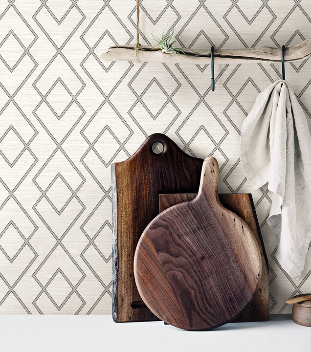 Blaze Grey Trellis Wallpaper (Set of 2)