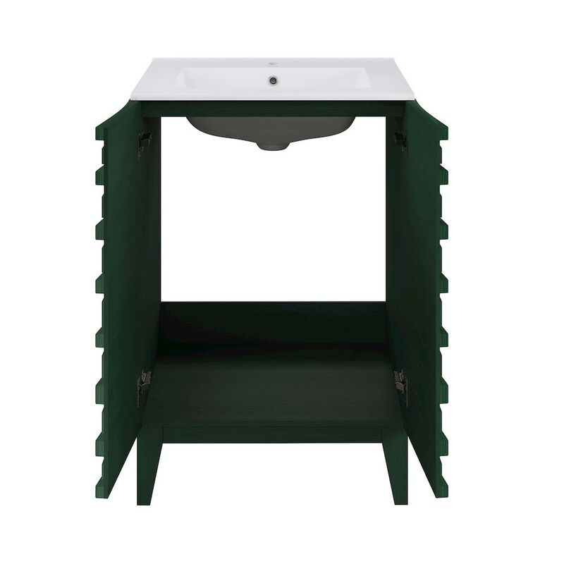 Cascade 24" Freestanding Bathroom Vanity in Green Oak with Sink Top image number 9