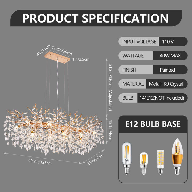 ELEMENT ACE 7-Light Modern Crystal Chandelier Pendant Lighting Fixture Perfect for Dining Rooms, Kitchen Islands, Bedrooms, Living Rooms, Foyers and High Ceiling Residential Spaces image number 2