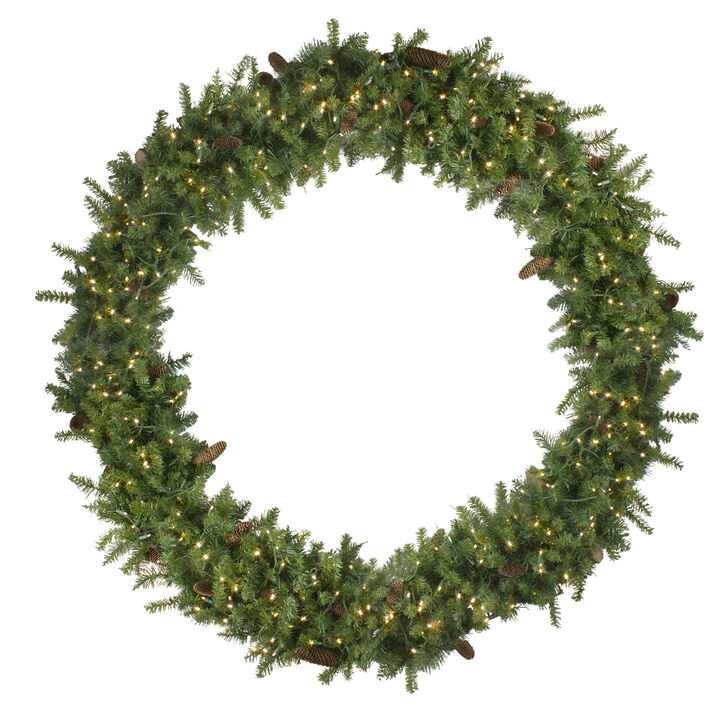 Pre-Lit Dakota Pine Artificial Christmas Wreath  72-Inch  Warm White LED Lights