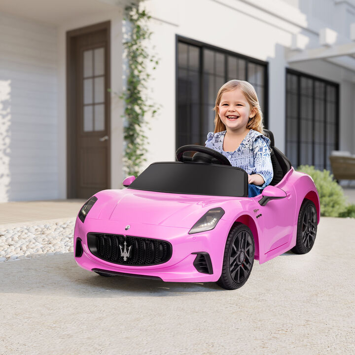 BreeBe Maserati Gran Turismo Licensed 12V Kids Electric Car w/ Remote Control, Soft Start, LED Lights, Music, Horn