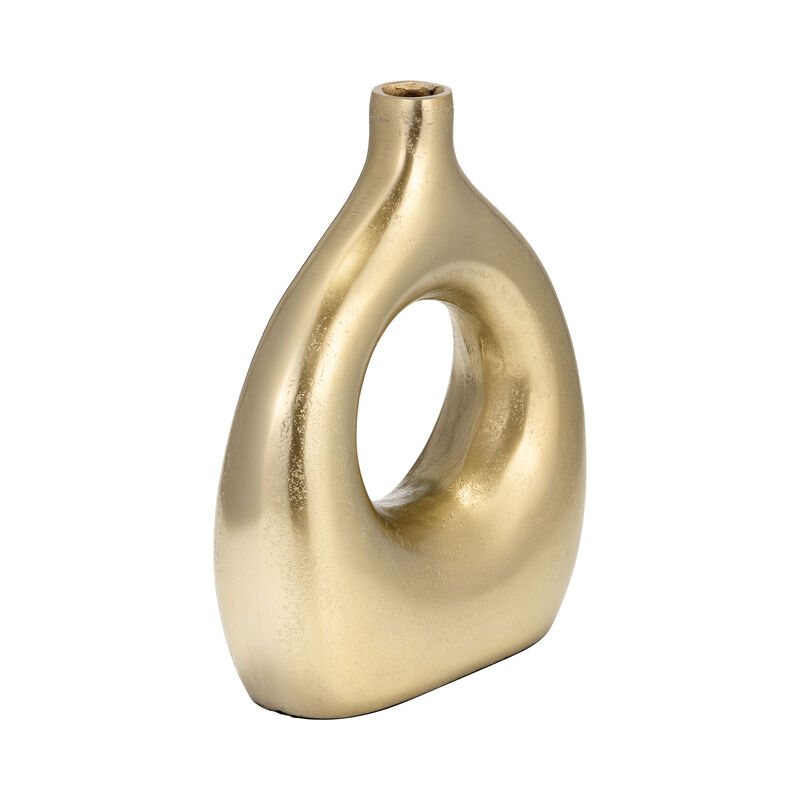 Metal 10" Open Cut Vase, Gold image number 1