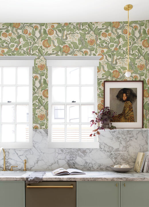Kort Green Fruit and Floral Wallpaper (Set of 2)