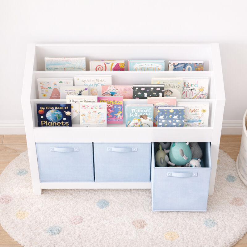TATEUS Kids Bookcases 3 Tier Front-Facing Storage image number 2