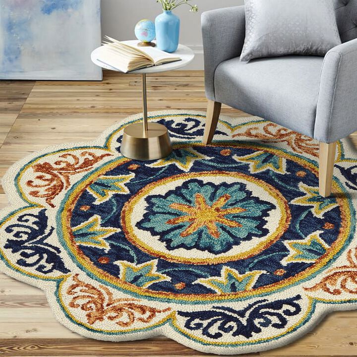 LR Home Dazzle Wool Area Rug Indoor