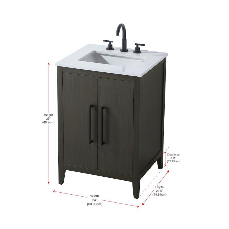 Elegant Kitchen and Bath 24 Inch Single Bathroom Vanity In Mocha Brown