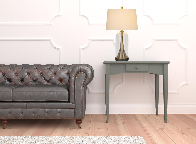 Hivvago 29" Clear Metal Table Lamp With White Empire Shade