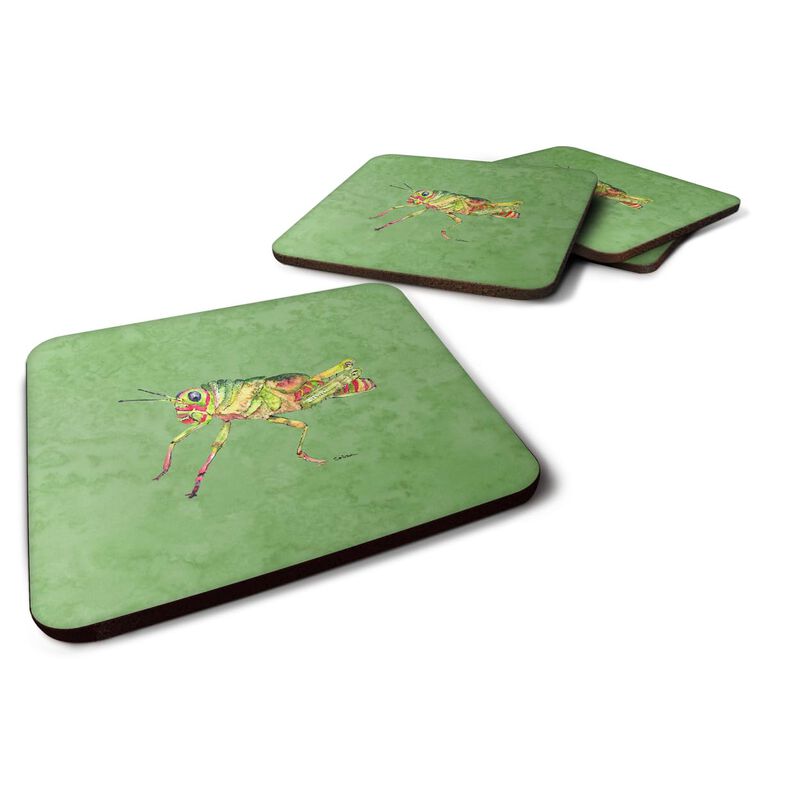 Caroline's Treasures 8848FC Grasshopper on Avacado Foam Coasters (Set of 4), 3.5 H x 3.5 W, Multicolor