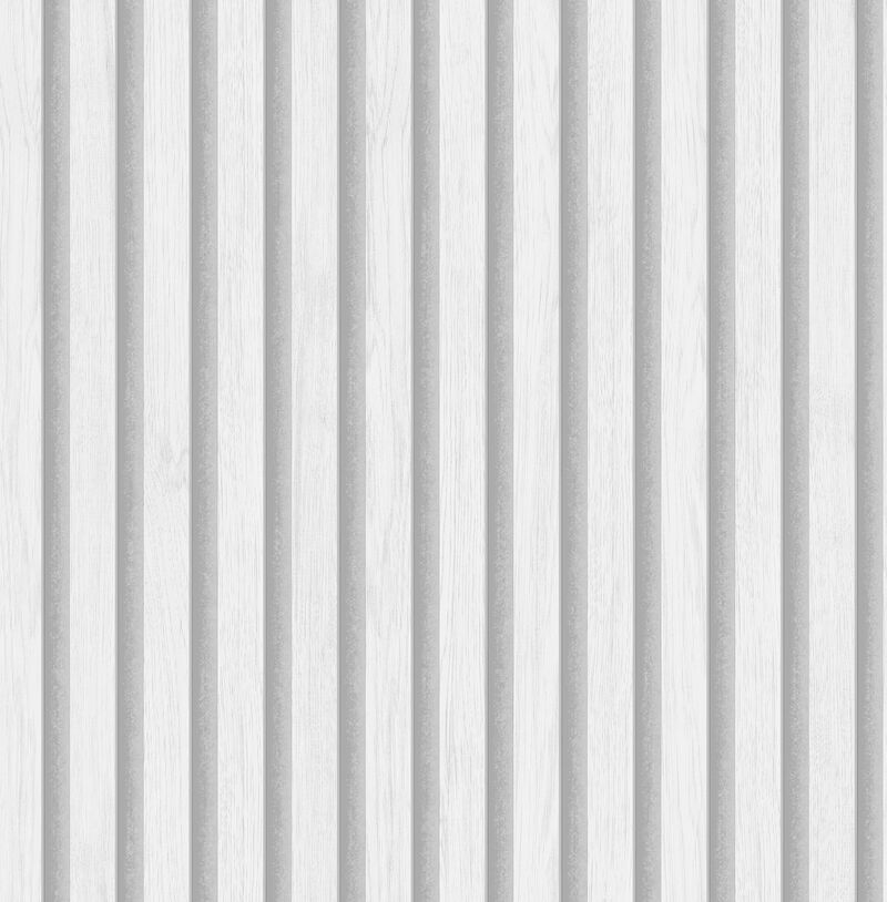 Millard White Wood Slats Wallpaper image number 0