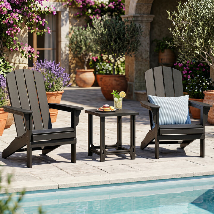 Set of 2 Outdoor Adirondack Side Tables 18 Inch with Slatted Surface