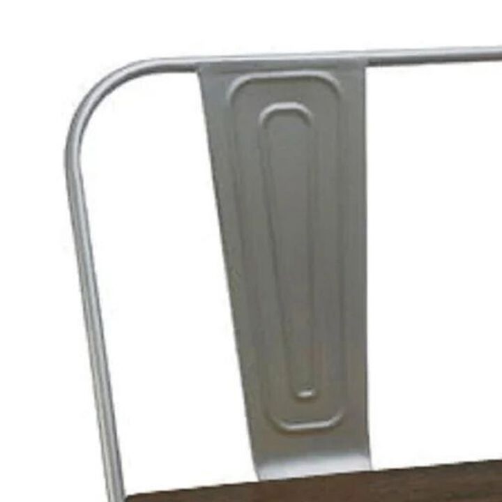 Gina 40 Inch Bench, Smooth Wood Seating, Strong Metal Frame, Natural Gray - Benzara