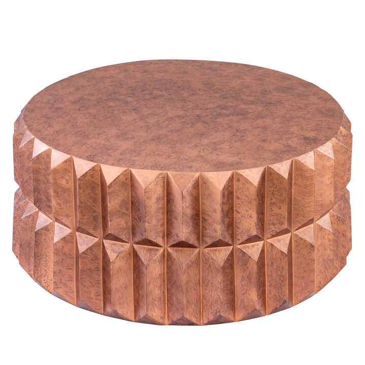Talveris Gold Faceted Cylinder Coffee Table