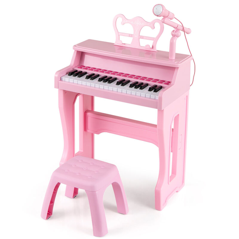 37 Key Children&rsquo;s Piano Keyboard with Microphone and Removable Music Stand image number 0