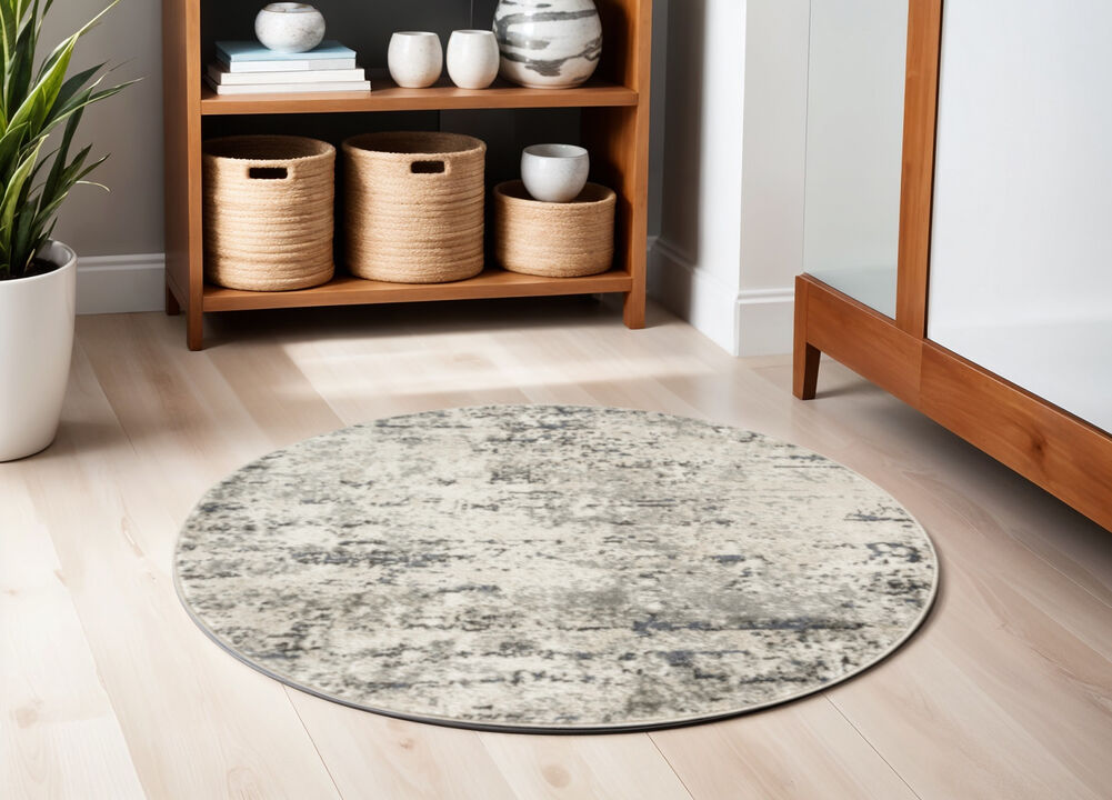 HomeRoots Floral Power Loom Round Rug