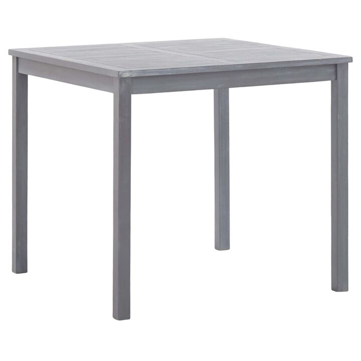 Outdoor Side End Table, 32 Inch Square Slatted Top, Sanded Gray Finish - Benzara