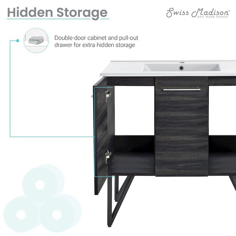 Annecy 36" Freestanding Bathroom Vanity in Black Walnut with Sink Top image number 2