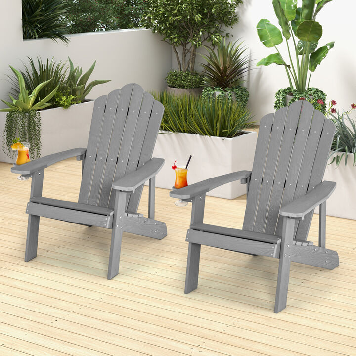 Set of 2 Adirondack Chairs with Ergonomic Design for Outdoor Spaces
