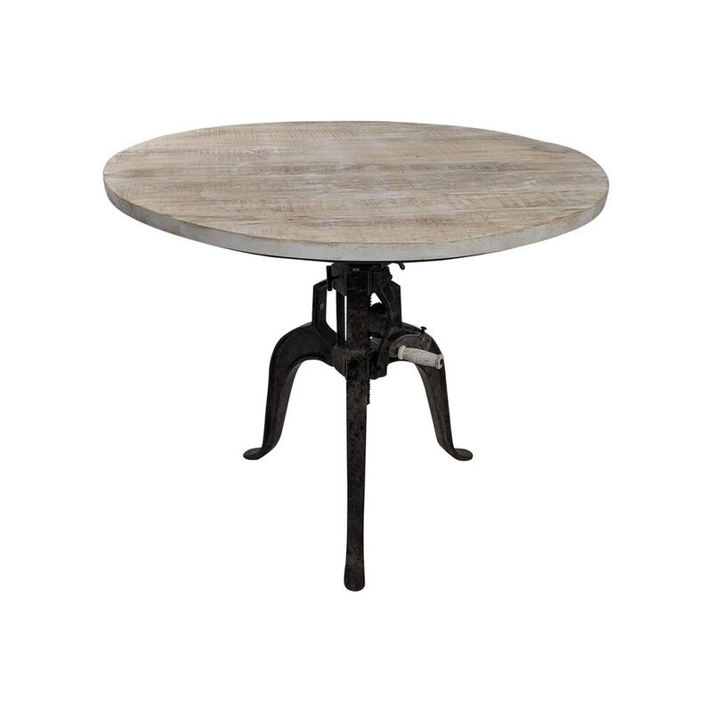 Carolina Living Bentley Adjustable Crank Table - Natural Driftwood Top - Aged Iron Base